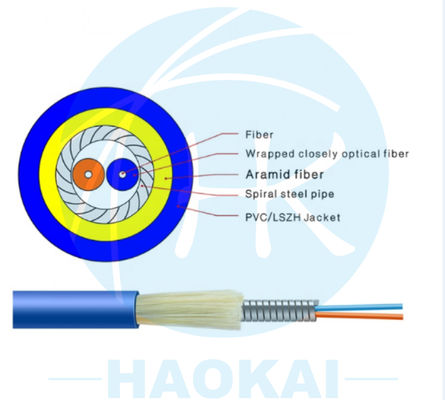 GJFXH Simplex Armored Indoor Drop Fiber Cable G657A2 1core με νήμα Kevlar