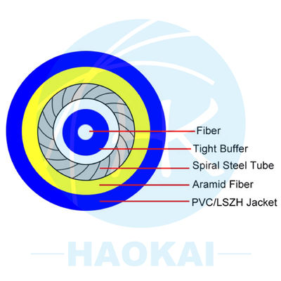 GJFXH Simplex Armored Indoor Drop Fiber Cable G657A2 1core με νήμα Kevlar