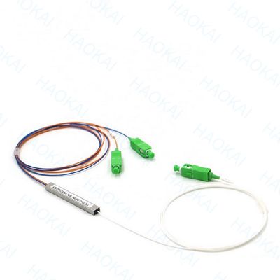 1x2 SC APC Fiber Optic PLC Splitter FTTH Μίνι Σιδηρουργικό σωλήνα χωρίς σύνδεσμο