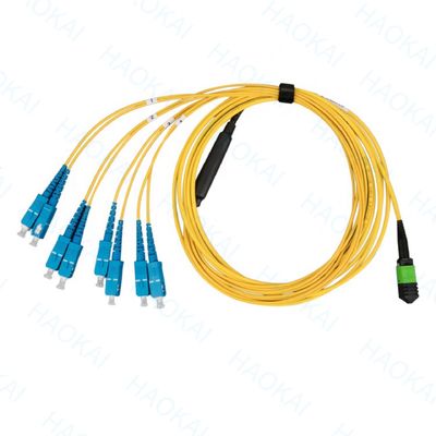 Μονό λειτουργία Breakout Sc Fiber Optic Patch Cord 12 πυρήνες Duplex OS2