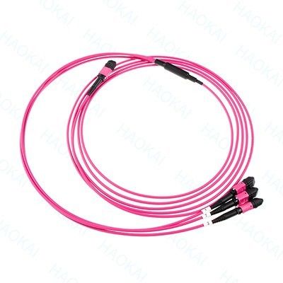 LC οπτικό σύρμα δέσμης ινών 12core MPO Fan Out Om4 Fiber Patch Cables