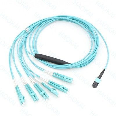 12core OM4 MPO Fan Out Optical Patch Cord LC Δαχτυλίδια οπτικών ινών