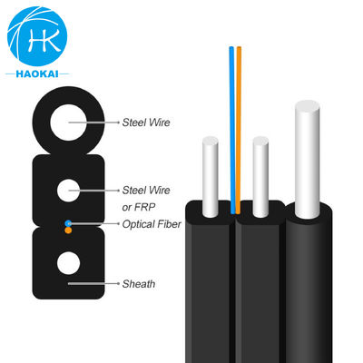 Εσωτερικό καλώδιο FTTH Drop 2core 4core FRP Steel Wire FTTH Fiber προς το σπίτι